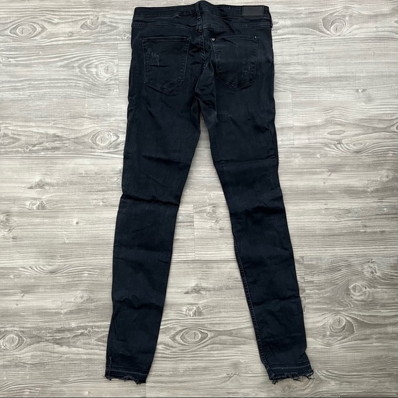 H&M Skinny Stretch Low Waist Dark Gray Distressed Denim Jeans - Picture 4 of 4